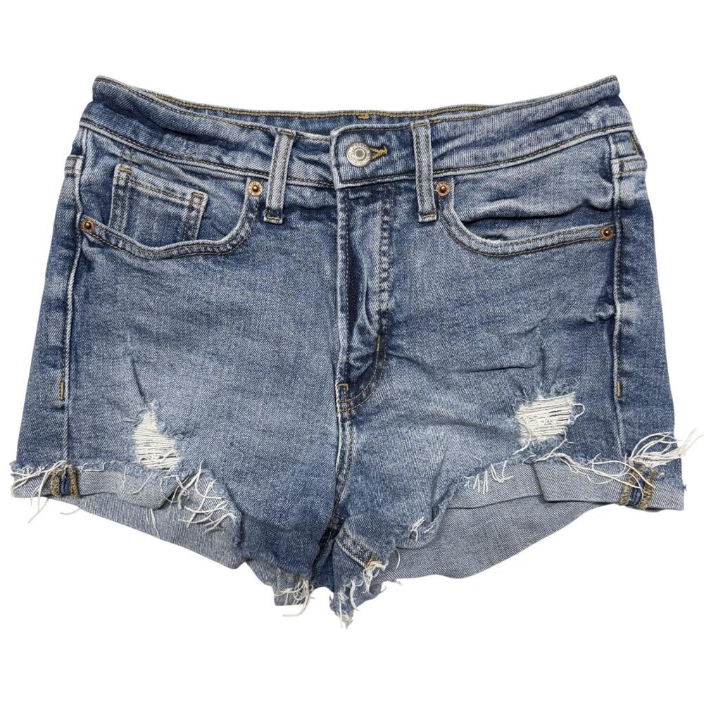 Old Navy Jean Shorts Womens 4 Blue Distressed High Rise OG Straight Cutoff Denim